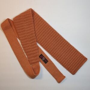 Vintage Rufflernit by Rooster Square End Tie Mohair Wool Orange
